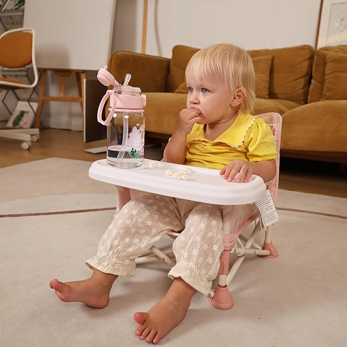 Tiny Marvels Portable 3-in-1 Baby Chair – Cozy Toddler Chair, Baby Seat with Tray, Booster Seat – Compact, Foldable, Safe with Child Safety Belt Carry Bag – Perfect for Travel & Family Time