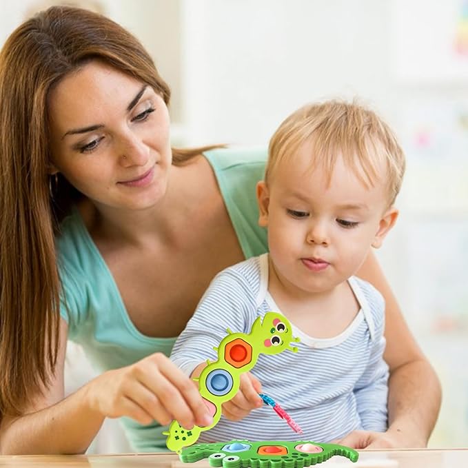 7Pcs Fidget Popper Sensory Toys for Airplane Travel, Montessori Toy, Sensory Toys for Kids with Autism, Pop Fidget Toy Classroom Gifts Stocking Stuffer for Travel Toy for Toddlers 1-3 Years Old