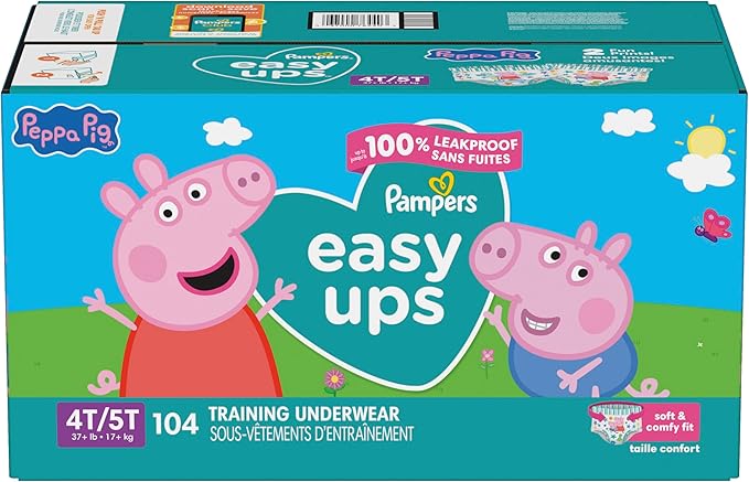 Pampers Training Pants - Easy Ups Girls & Boys - Size 4T-5T, 104 Count, Peppa Pig Potty Underwear (Packaging May Vary)
