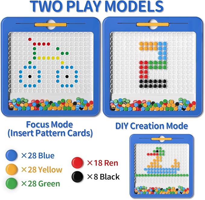 Large Magnetic Dots Board for Toddlers, Magnetic Drawing Board for Kids, Magnetic Dot Art with Magnetic Pen, Montessori Preschool Education Travel Toys for Kids Boys Girls Age 2 3 4 5 6 7 8 Years Old