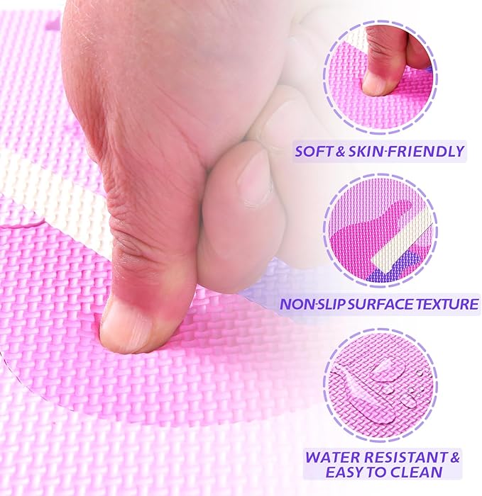 Coolcandy Baby Play Mat Without Fence, 9Pcs Interlocking Puzzle Floor Mat, 0.4" Thick Non-Toxic EVA Foam Play Mat, for Infants & Toddlers 3-36 Months, Soft Puzzle Tiles for Play Areas