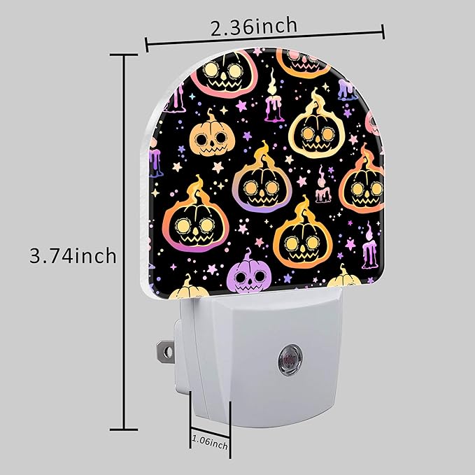 Halloween Burning Pumpkins Candles Night Light for Kids, LED Night Light Plug into Wall with Dusk to Dawn Sensor for Girls Boys Women Room Decor, Hallway, Kitchen, Bathroom, Nursery, Stairs
