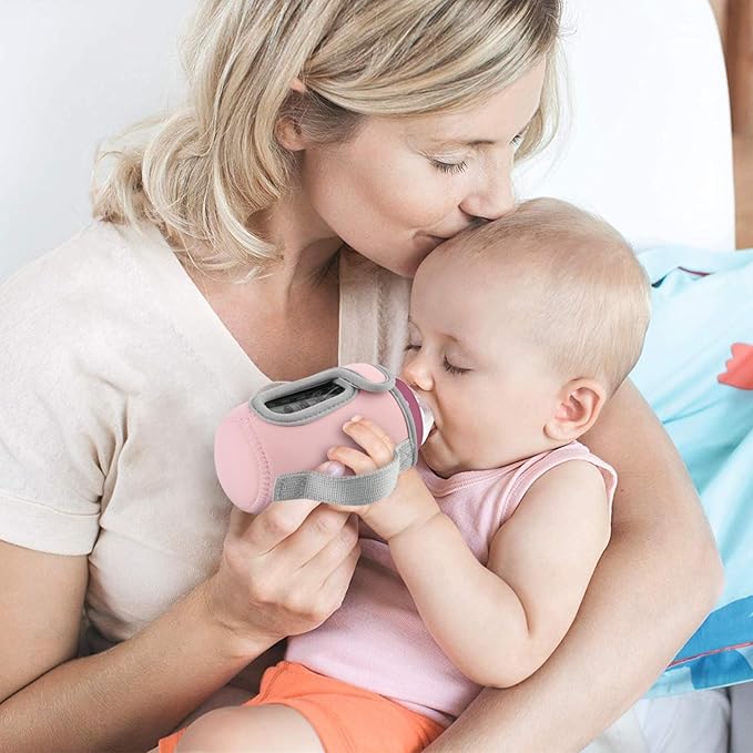 Beautyflier Glass Baby Bottle Sleeve Covers for 9oz Nature Baby Bottles with Dual Handle, 3.8mm Thicken Heat and Cold Retention Baby Bottle Sleeve (Pink+Green)