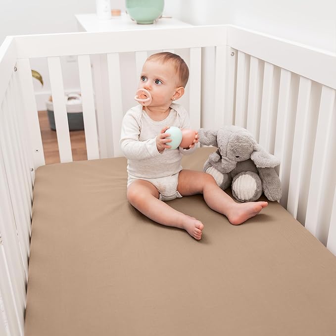 Comfy Cubs 100% Muslin Cotton Fitted Crib Sheet - Soft, Standard & Breathable Crib Sheets for Toddler Mattress - Snug Fit, Secure Elastic with Beautiful Packaging for Boys & Girls - Cedar