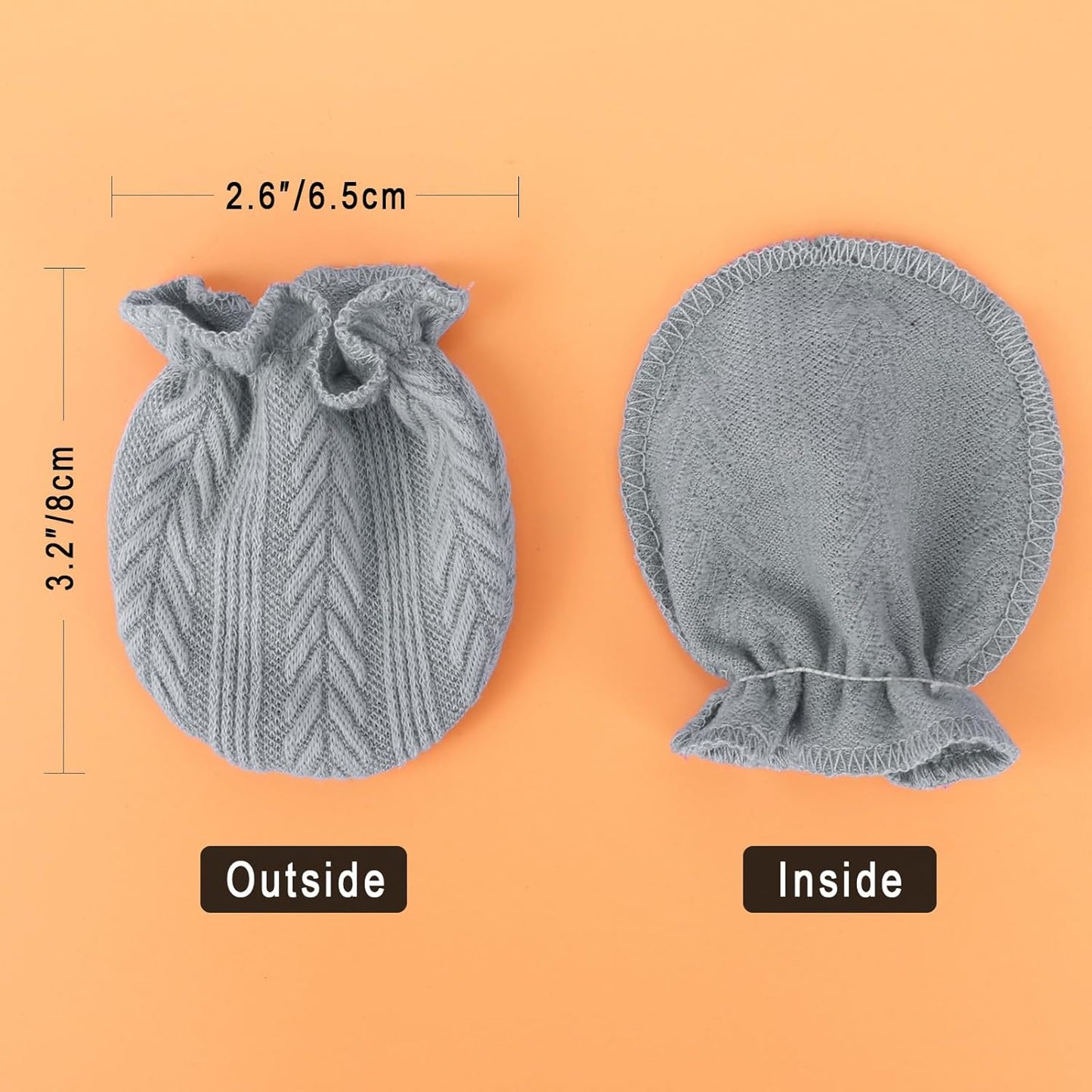 Newborn Baby Mittens No Scratch Cotton Elastic Wrist Gloves Infant Toddler Mittens for Baby Boy Girl 0-6 Months