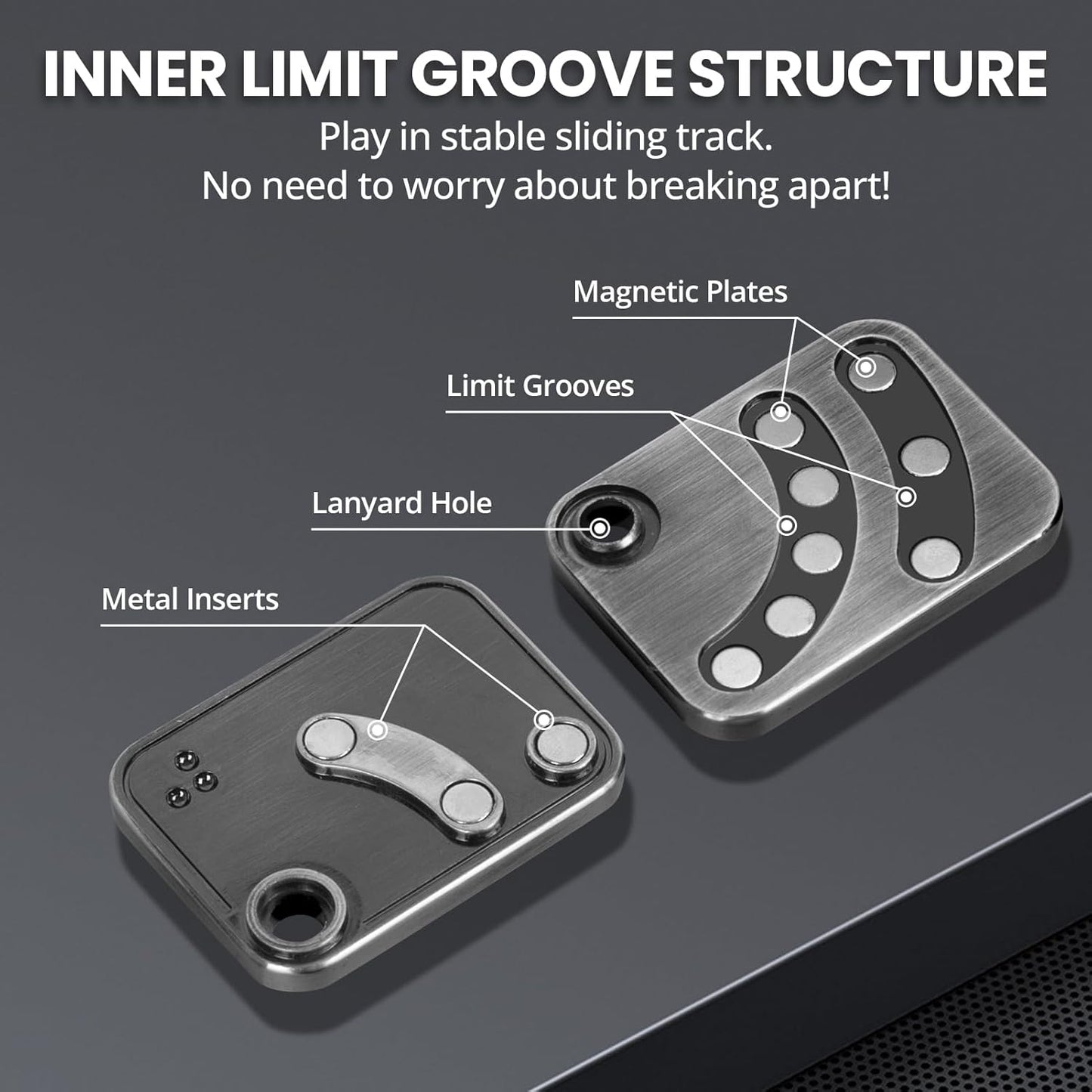 EDCFANS Fidget Sliders, Metal Fidget Toys Adults, Magnet Fidget Toys for Anxiety ADHD, EDC Fidgets Push Poker Card, Stress Relief Desk Toys for Office, Cool Gadgets Gifts for Teens Men