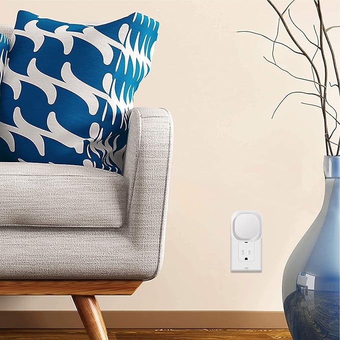 2 Pack Plug in Dimmable Night Light, Blue Nightlight, Auto Dusk to Dawn Sensor, LED Night Light, Soft Glow, Diffused Light for Bathroom, Hallway, Stairs, Kitchen, Bedroom