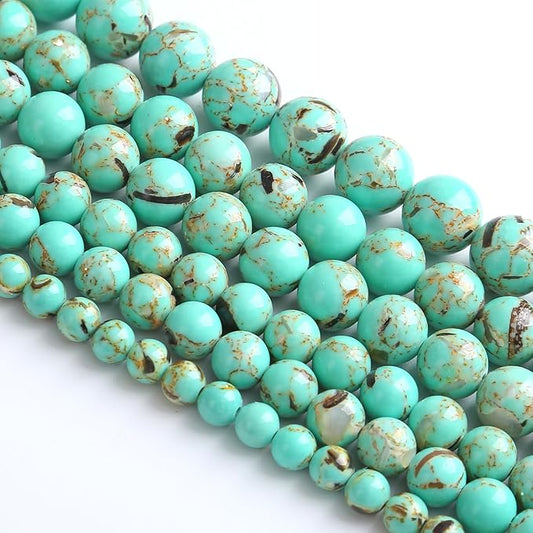 10MM 38PCS Peacock Blue Shell Turquoise Spacer Loose Beads for Jewelry Making DIY Bracelet Necklace