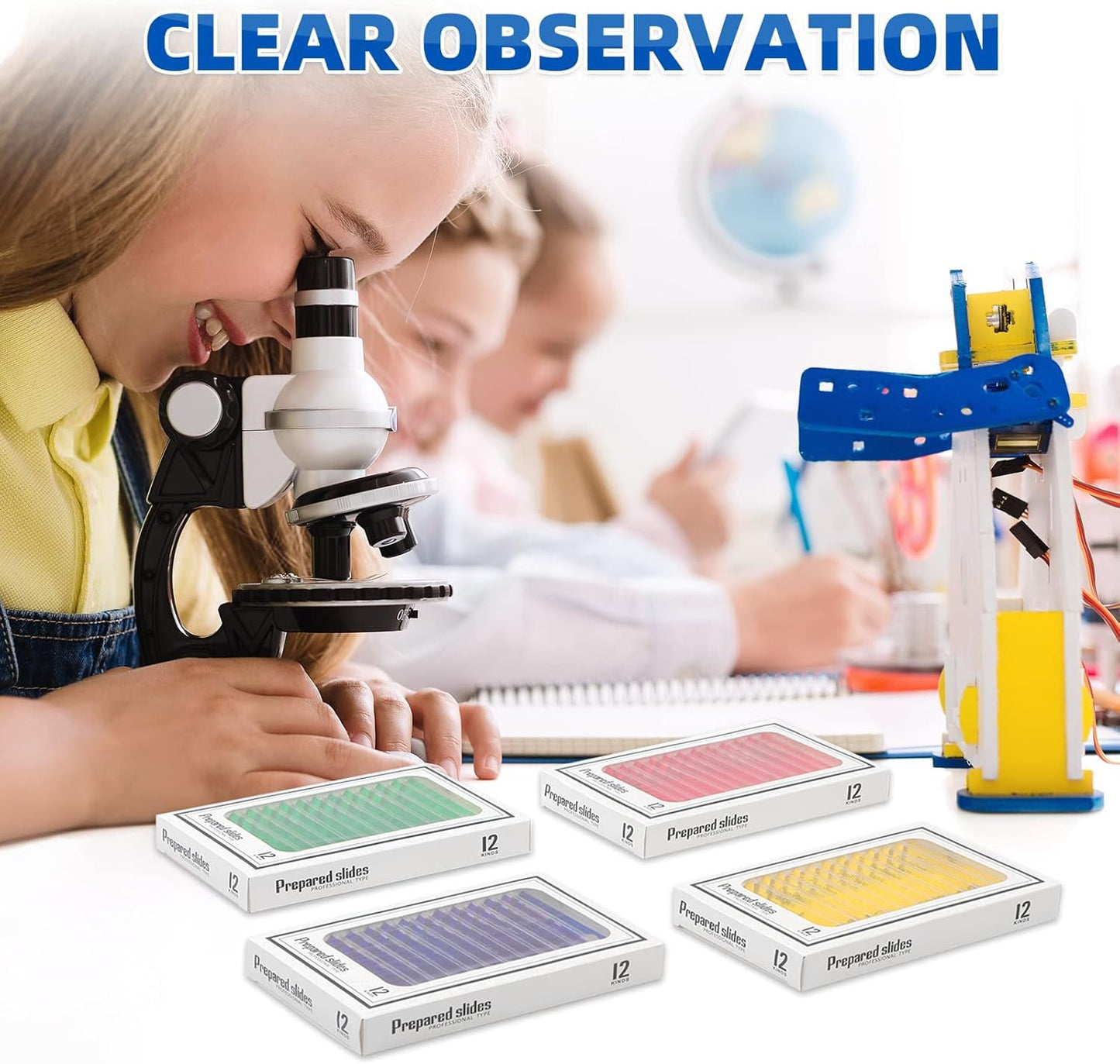 48Pcs Prepared Microscope Slides Specimen Animals Plants Flowers Sample Biological Specimen, Stereo Microscope Slide for Kids Children Students Enlighten Education