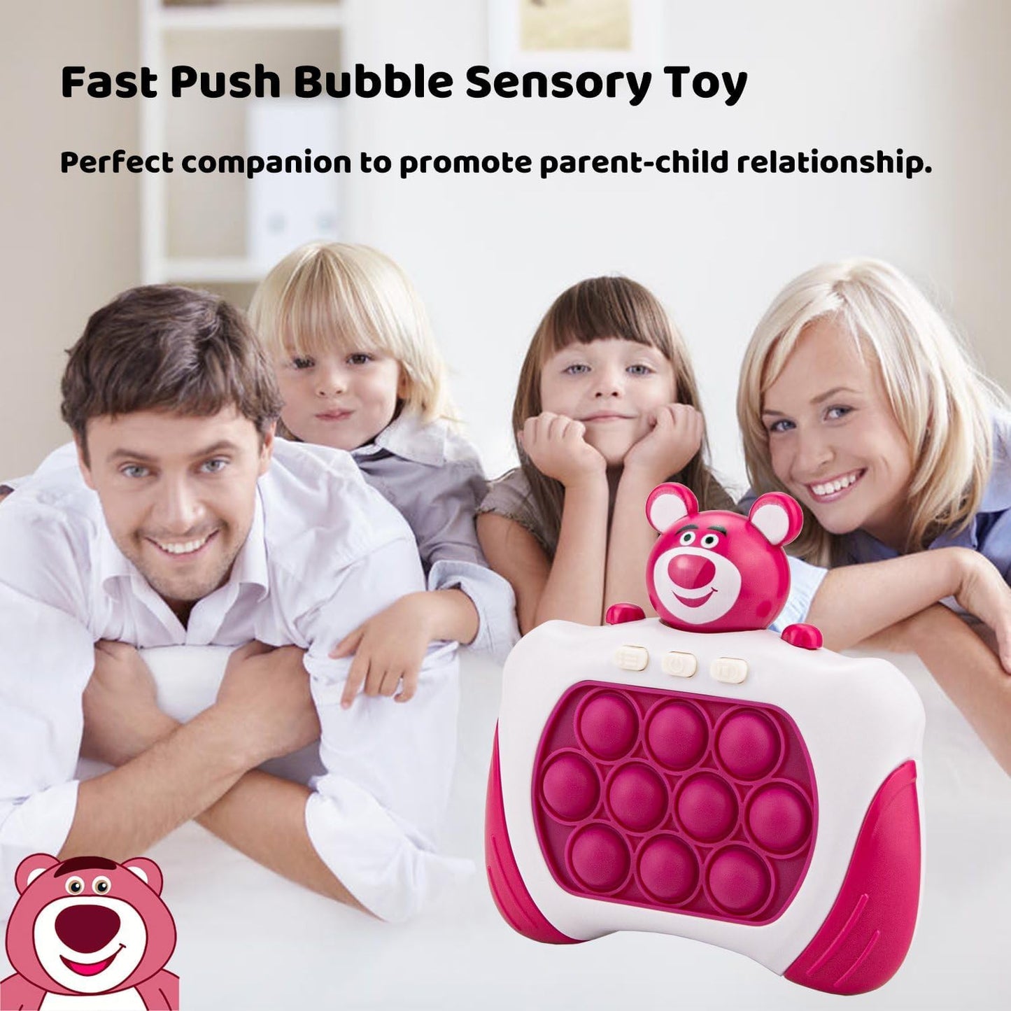 Fast Push Bubbles Pop Fidget Toy It Game, Quick Push Light Up Pop Interactive Sensory Toy, Fast Push Button Game for Kids Adult, Stress Relief Handheld Game Present Toy for 3 4 5 6 7 Years Boy Girl