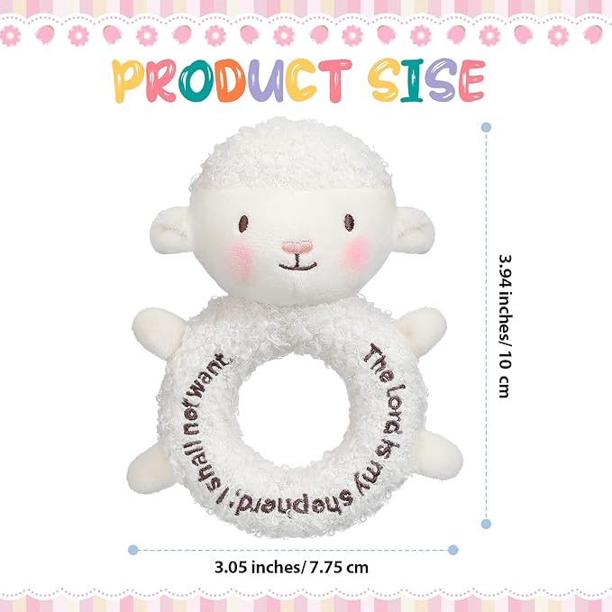 Karenhi Lamb Stuffed Animal Little Sheep Stuffed Animal Praying Baptism Soft Plush Snuggle God's Lamb with Embroidered Religious Gifts for Boys Girl Baby Showers Mom's Barnyard Nursery Decor Doll Toy