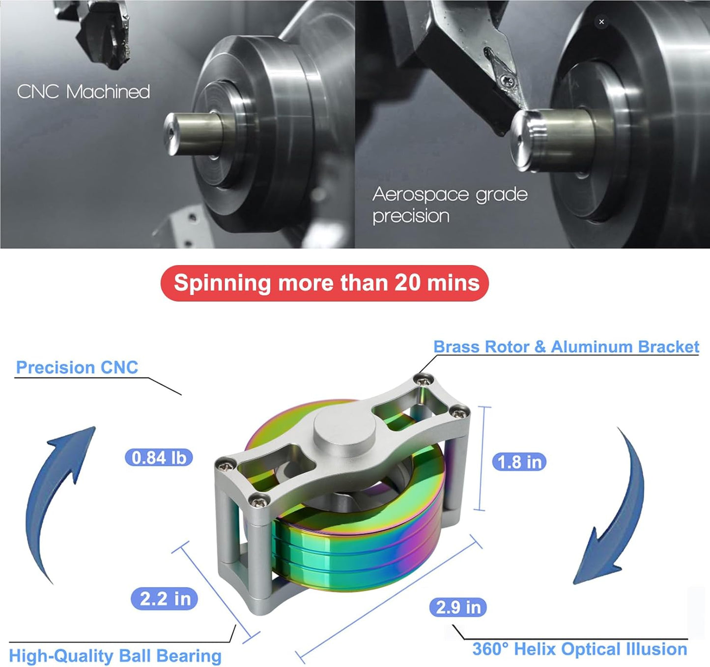 Desk-Kinetic-Toys Cool-Gadgets for Fidget: 20Mins Spinning-Tops, Cool-Stuff Figet Game for Adult Teen Children Kid, Optical-Illusion Stress Relief Gifts for Man Women Office School Home Christmas