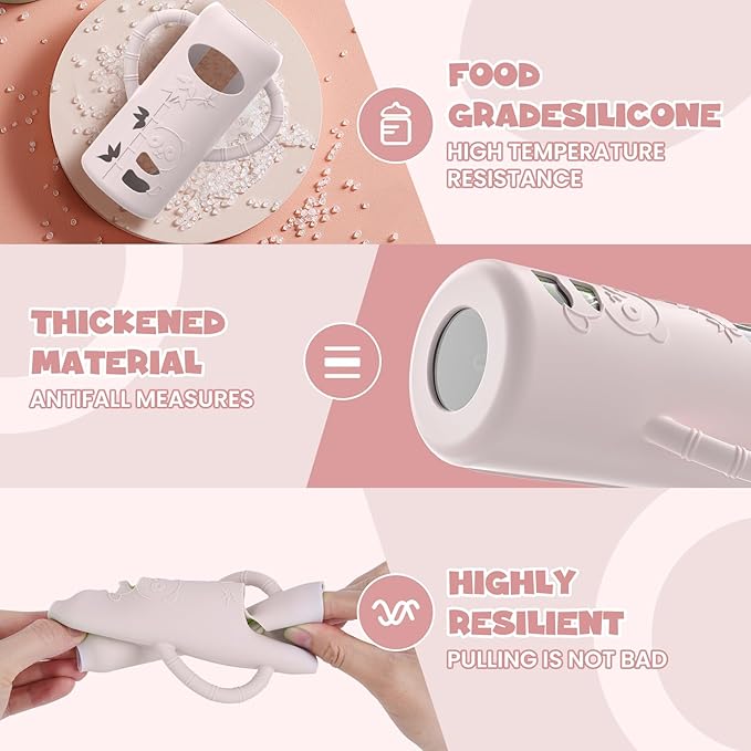 3 PCS Dr Brown Glass Bottles Silicone Sleeves, Compatible with Dr Browns Glass Bottles 4 oz, Anti-Drop Dr Brown Baby Bottles Sleeves with Handles, Heat-Insulating and Easy to Clean