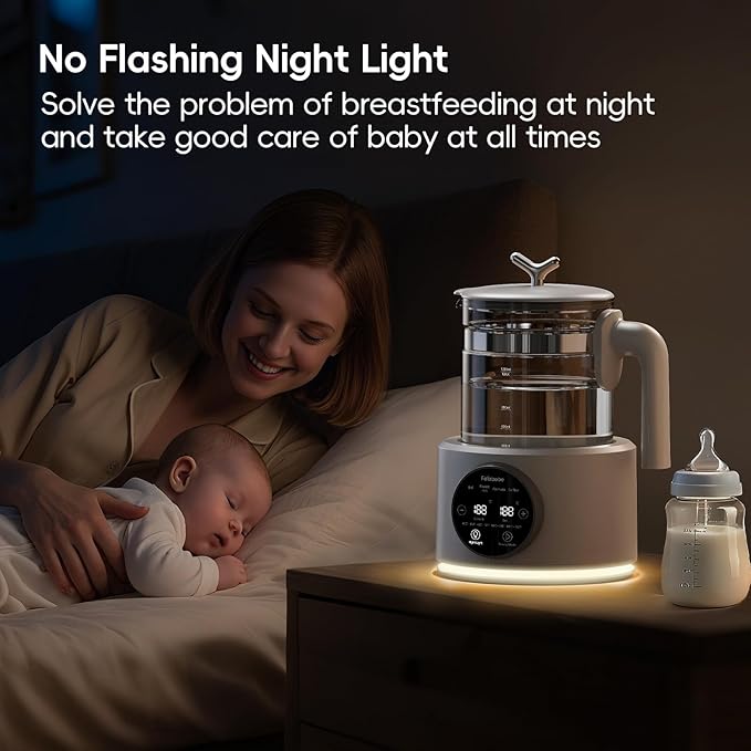 Baby Bottle Warmer, Baby Milk Warmer Glass Electric Kettle Boil, Formula Maker with Night Light, Accurate Temperature Control for Formula, Water Warmer instantly Low Noise Breastmilk,Boil Coffee,Tea