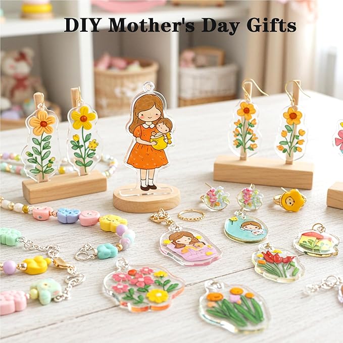 Auihiay Shrink Plastic Sheet Kit, Include UV Resin, UV Lamp, 20PCS Shrink Papers and Rich DIY Tools for Crafts Kids Jewelry Making, DIY Key Chains, Earrings