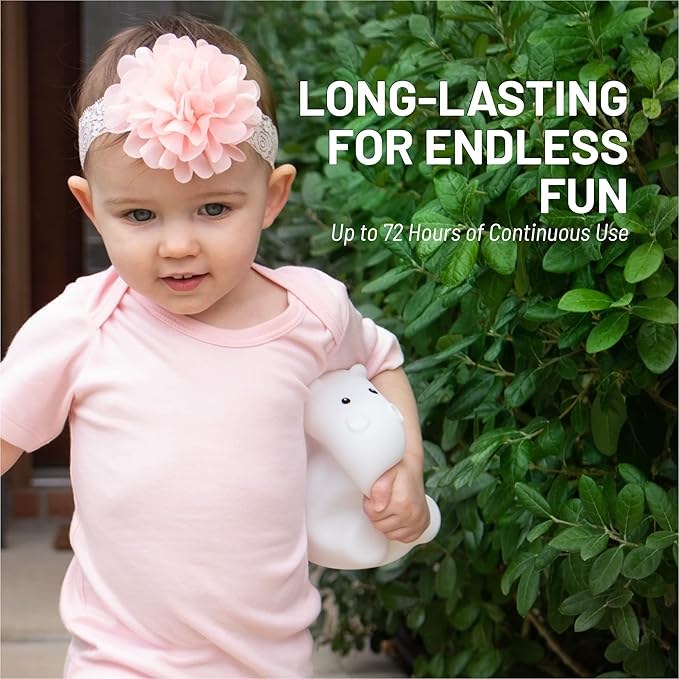 LumiPets Honey the Hippo Silicone Night Light for Kids | Squishy Lamp with Tap & Remote Control | Rechargeable, 9 Color Changing Animal Night Light for Boys & Girls | Portable Nightlight With USB Cord