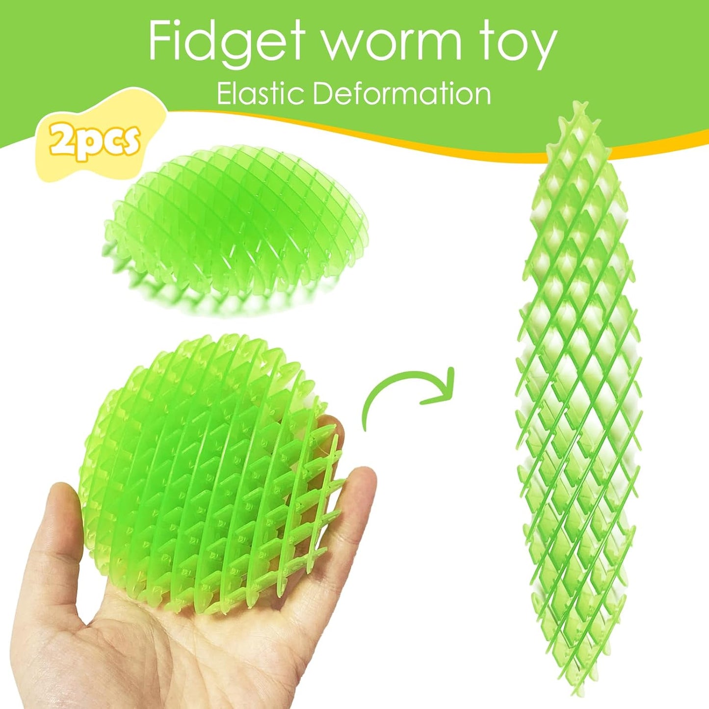 Fidget Worm Toy 2 Pack, Sensory Slug Fidget Toy, Funny Pocket Fidget Toy, Resistance Fidget Toy Anxiety & Stress Relief Toys, EDC Executive Desk Toys (Powerful Luminous 2pcs)