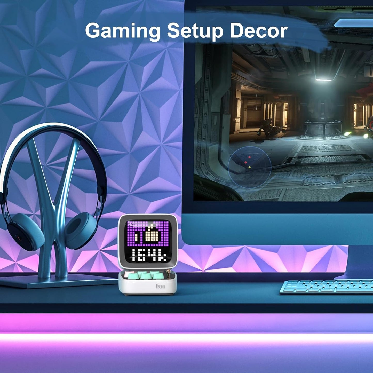 Divoom Ditoo Pixel Art Gaming Portable Bluetooth Speaker with App Controlled 16X16 LED Front Panel, Also a Smart Alarm (White)