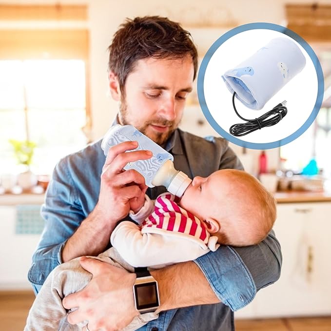 ibasenice General Portable Breastmilk - Portable Feeding Bottle Cover Baby Milk Heater USB Winter Milk Bottle Warmer Car Travel Bottle Warmer (Blue)