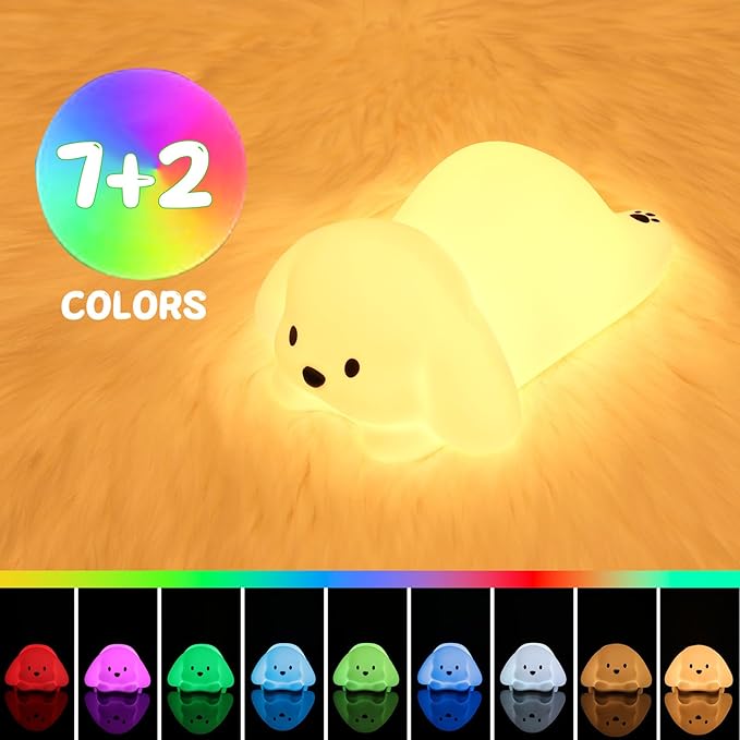 ZKLiLi Dog Night Light for Kids Lamp, 16 Colors Dog Lamp Cute, Dimmable Baby Night Lights for Nursery,Silicone Rechargeable Nightlight for Kids Room, Kawaii Room Decor,Cute Gifts for Kid