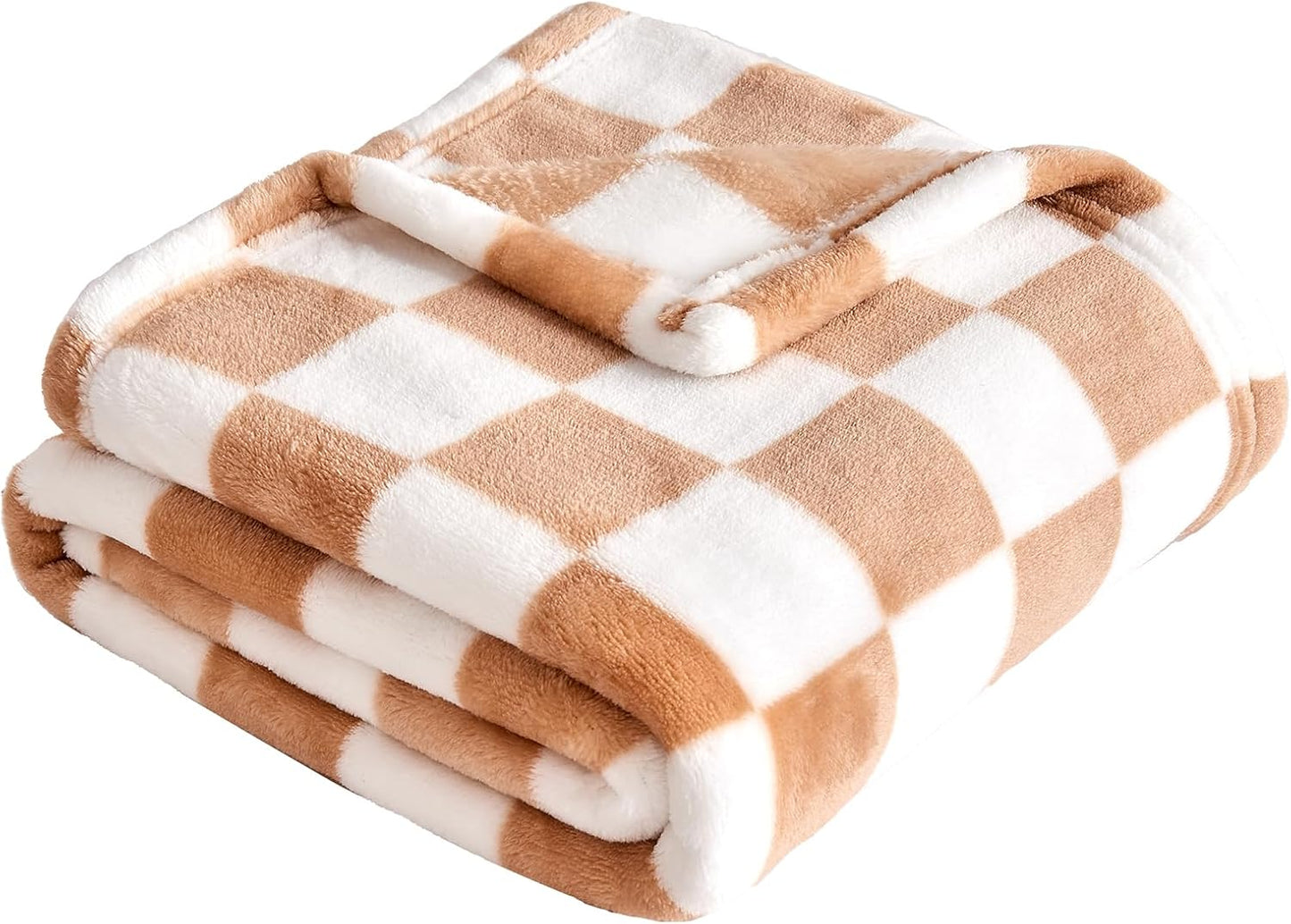 Yurhap Checkered Baby Blanket Fleece Baby Blankets Neutral for Boys Girls, Super Soft Warm Lightweight Infant Toddler Newborn Receiving Blankets for Crib Stroller, 30''x40'', Khaki