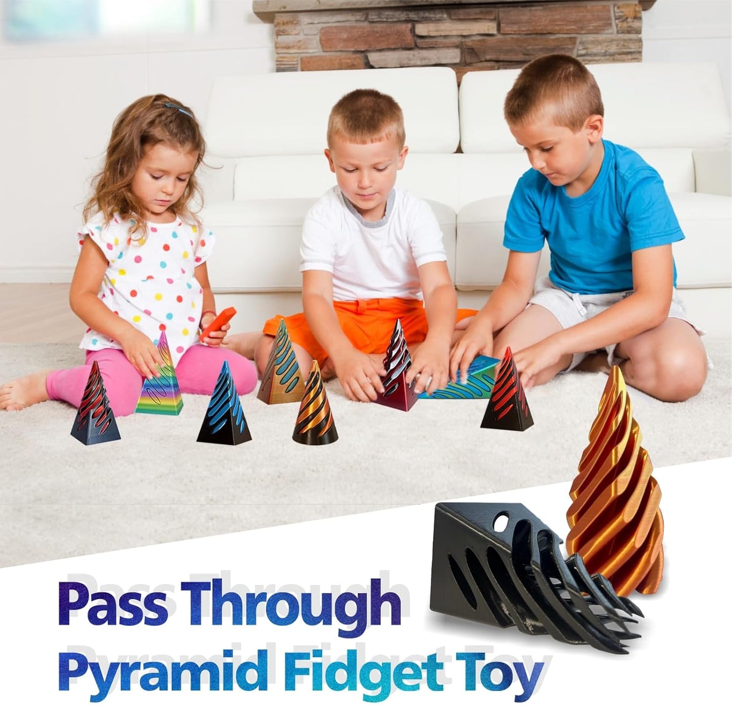Impossible Cone-3D Printed Spiral Cone Fidget Toy, Pass Through Pyramid Fidget Toy, Impossible Pyramid Passthrough Sculpture Desk Toy for Adult, 4inch Helix Screw Fidget Toy for Stress Relief