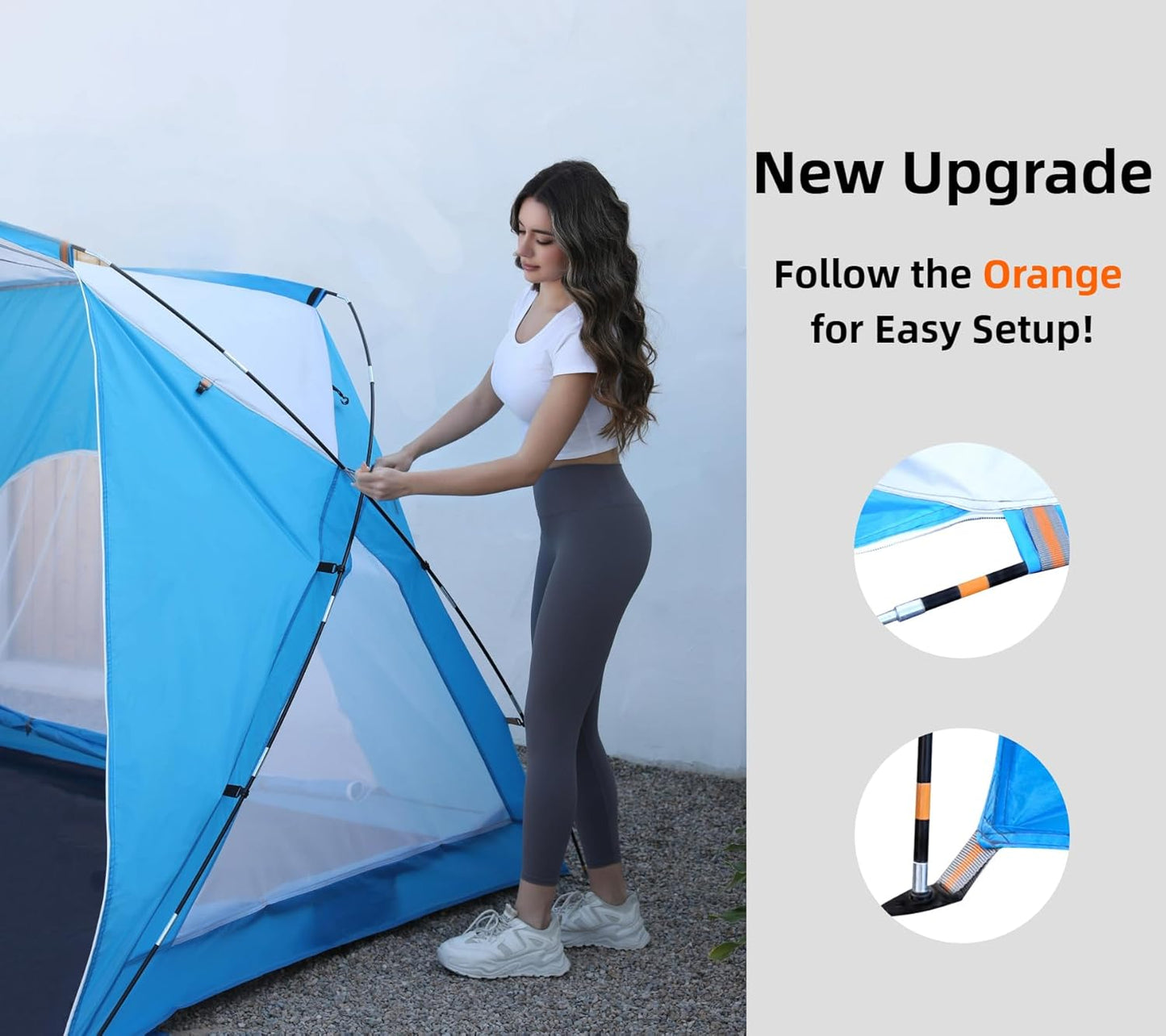 Beach Tent, Portable Sun Shelter for 2/3/4/6-8 Person with UPF 50+ UV Protection, Easy Setup Waterproof Beach Shade Canopy Cabana for Family Outdoor and Picnics, Fishing with Carrying Bag