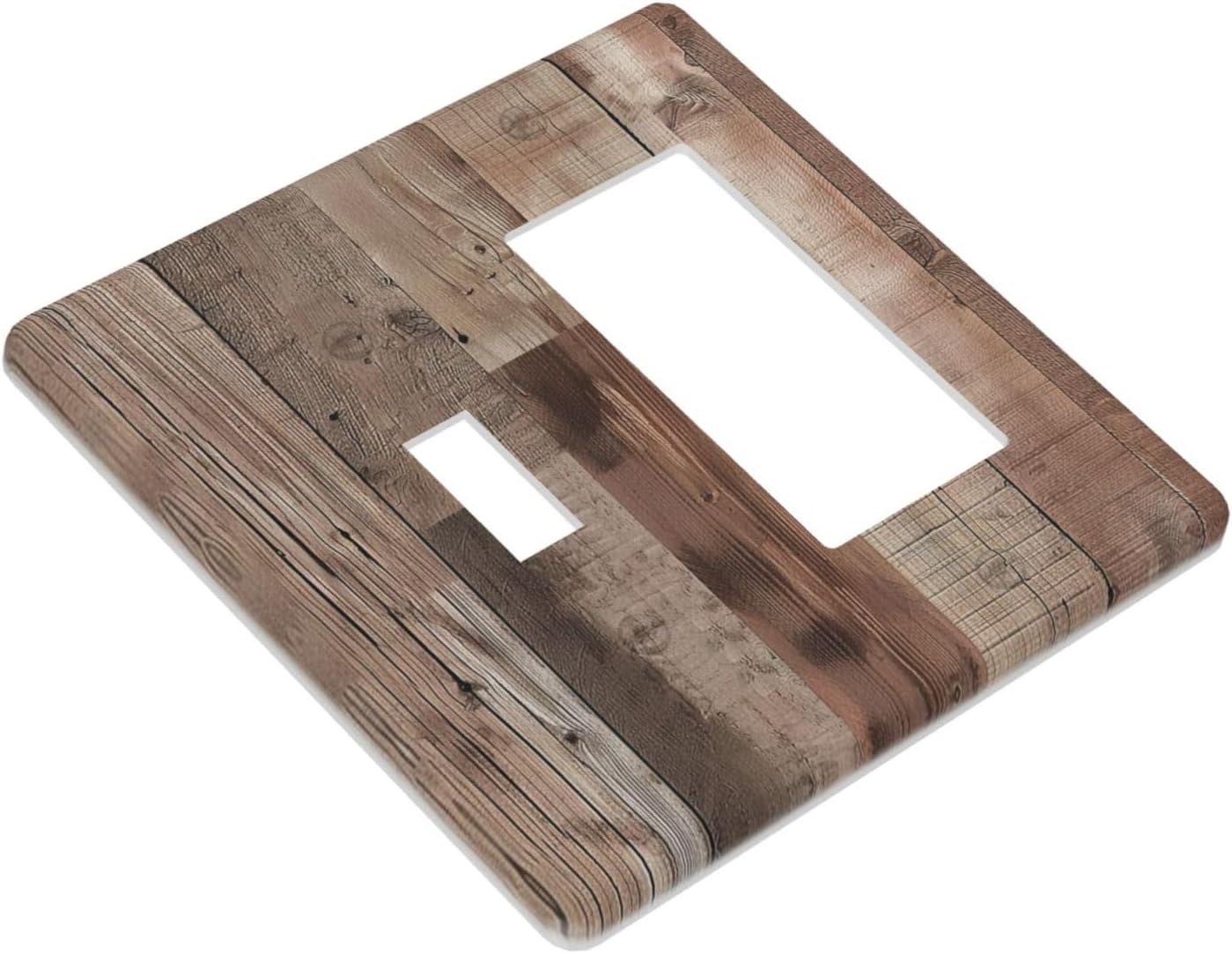 Decorative Outlet Covers Retro Wood Plank Vintaga Wooden Board 2 Gang 1 Gang Wall Plate Cover Single Toggle Rocker Combo Light Switch Cover Plate Face Plate for Bedroom Home Decor