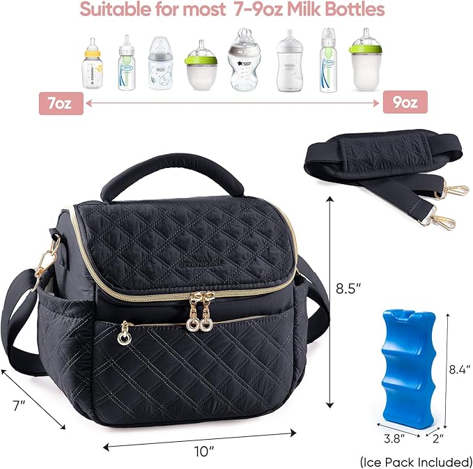 SFYBYHEART Breastmilk Cooler Travel Bag with Ice Pack for 6 Baby Bottles Up to 9 Ounce - Insulated Bottle bag for Daycare - Breastmilk Storage Bag - Baby Bottle Cooler Bag - Bottle Holder