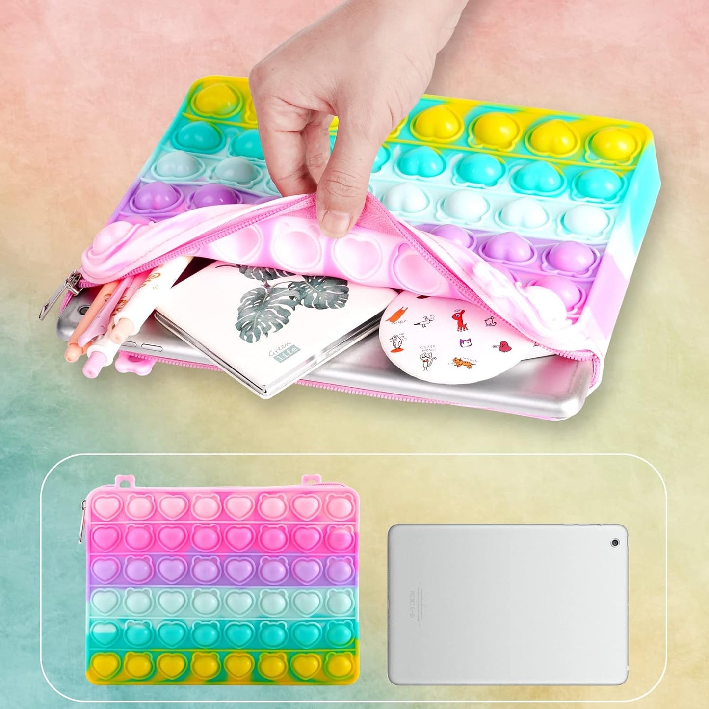 Gigilli Girl Purse Toys for Girls, Girls Purse Fidget Toy, Rainbow Fidget Purse Pop Shoulder Bag, Birthday School Supplies Fidgets Return Gifts for Girls 6-12