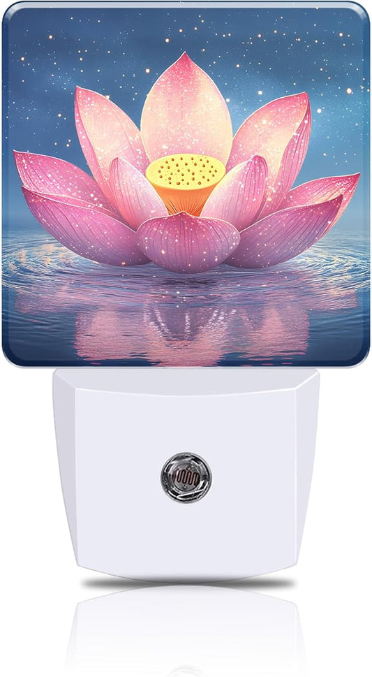 Night Light Pink Lotus Flower Night Lights Plug into Wall Smart Dusk to Dawn Sensor 0.5W Energy Efficient Led Lamp for Men Women Bedroom Bathroom Hallway Stairway Decor