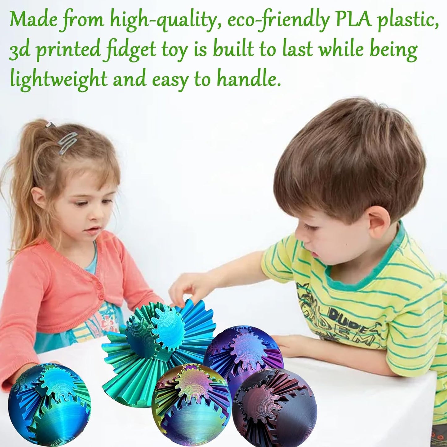 Gear Ball，Gear Sphere, 2024 New 3D Printed Gear Ball ,Gear Toy for Stress and Anxiety Relaxing, ,Great for Restless Kids and Stressed-Out Adults. (Multicolor B)