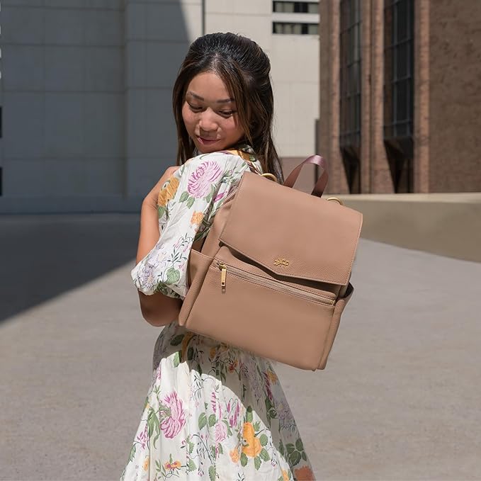 Freshly Picked Mini Classic Diaper Bag Backpack, Vegan Leather Baby Diaper Bag, Backpack Diaper Bag for Women (Fig)