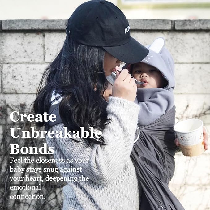 Ring Sling Baby Carrier, Soft Cotton Baby Sling Carrier Newborn to Toddler, Baby Wrap Carrier for Plus Size Parents, Perfect Shower Gift, Grey