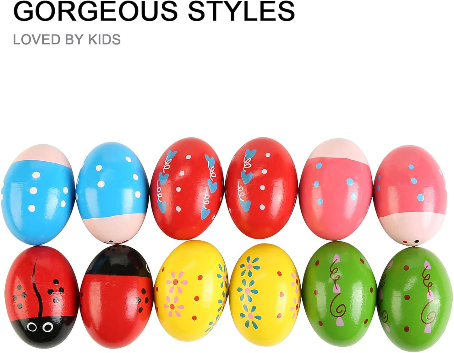 12Pcs Wooden Egg Shakers Hand Musical Maracas Percussion Instruments