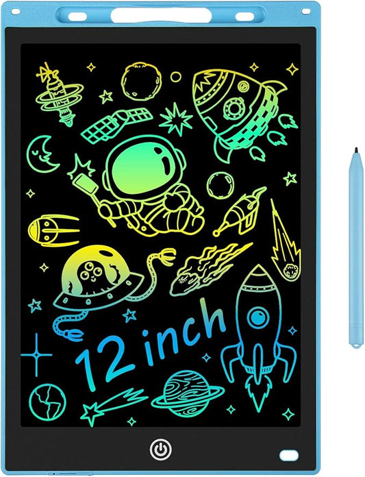 12 Inch LCD Writing Tablet - Colorful Electronic Drawing Pad & Doodle Board for Kids Ages 3-8, Erasable Educational Toy, Birthday and Christmas Gift for Girls and Boys (Blue)