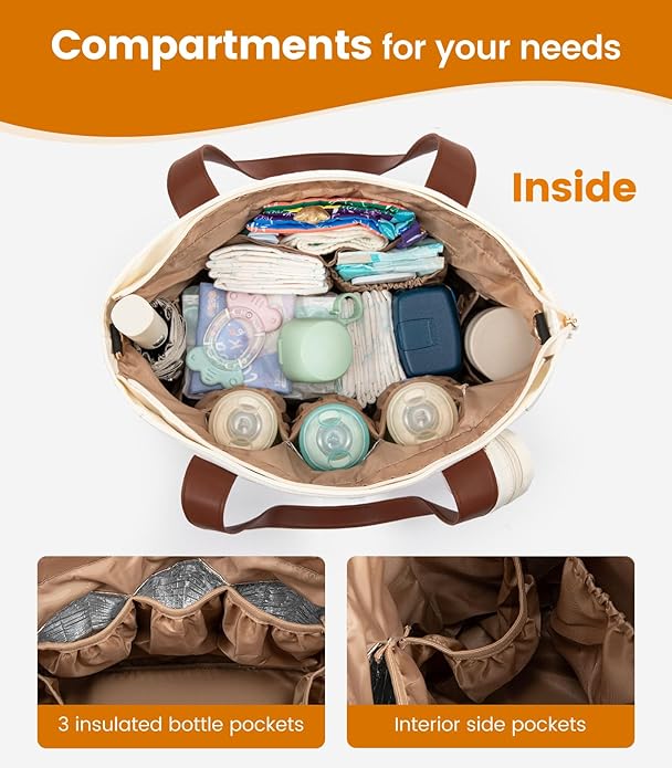LOVEVOOK Diaper Bag Tote Large Baby Bag for Mom Hostipal and Travel Diaper Tote for Baby Boy with Pacifier Case Changing Pad