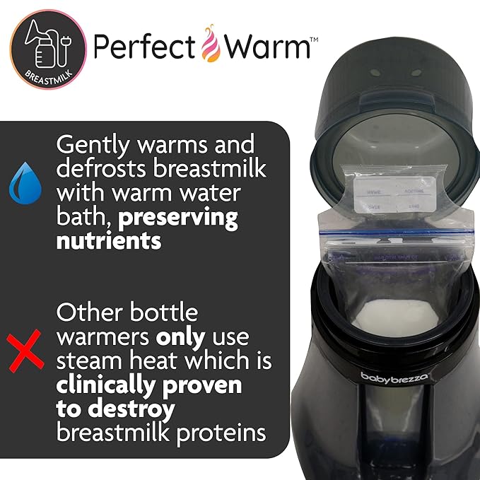 Baby Brezza Smart Baby Bottle Warmer, Breastmilk Warmer + Defroster – Free App - Different Temperatures for Breastmilk + Formula - Universal Fit for All Bottles + Milk Bags - Calentador de Biberones