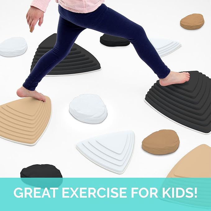 JumpOff Jo - Rocksteady - Balance & Coordination Enhancing Blocks and Stepping Foam Stones, Sensory Toys for Kids - Indoor and Outdoor Obstacle Course