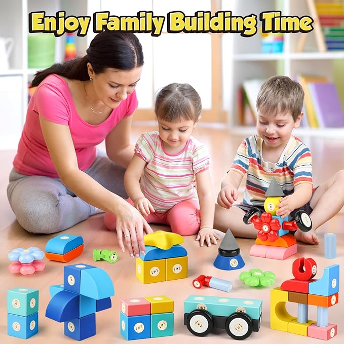 Joyfresh Foam Magnetic Blocks for Toddlers, 100pcs,Big Building Block for Kids 2 3 4 5 Years Old, Soft EVA Blocks Toys Gifts for Boys Girls