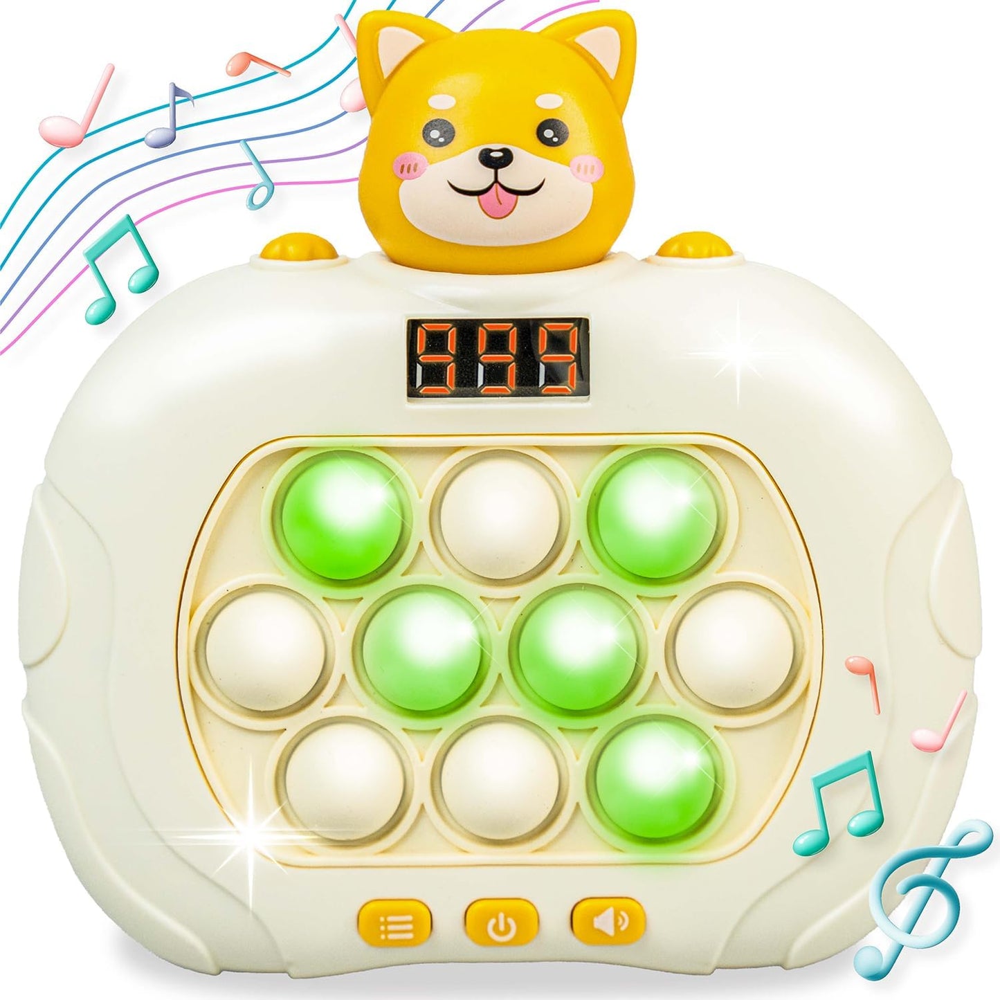 Marlo & Buzz Fast Push Game Toy with Popit Game Controller, Pop Fidget Animal with LED Screen - Sensory and Memory Console, Quick Bubble Light Toy, Pocket Games (Dog)