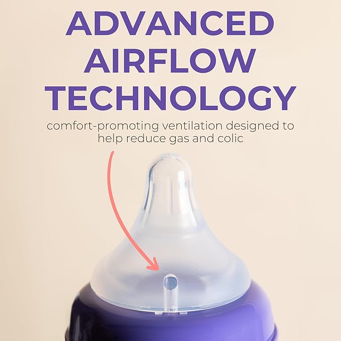 Lansinoh NaturalWave Fast Flow Nipples (2 ct) + 8 oz Anti-Colic Baby Bottles (3 ct) With Medium Flow Nipples, BPA/BPS-Free, Soft Silicone for Comfortable Feeding