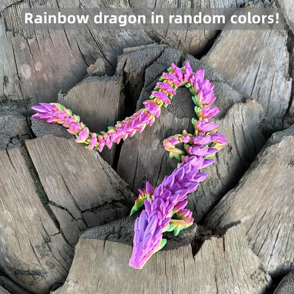 3D Printed Dragon 12inch Gemstone Dragon Dinosaur Christmas Fidget Toy Gifts for Adults Easter Basket Stuffers（12" gem Dragon）