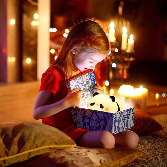 Lampeez Panda Night Light, Cute Silicone Lamp for Kids, Soft LED Touch Light, Nursery Nightlight, Bedroom Decor, Xmas Birthday Gifts for Boys Girls