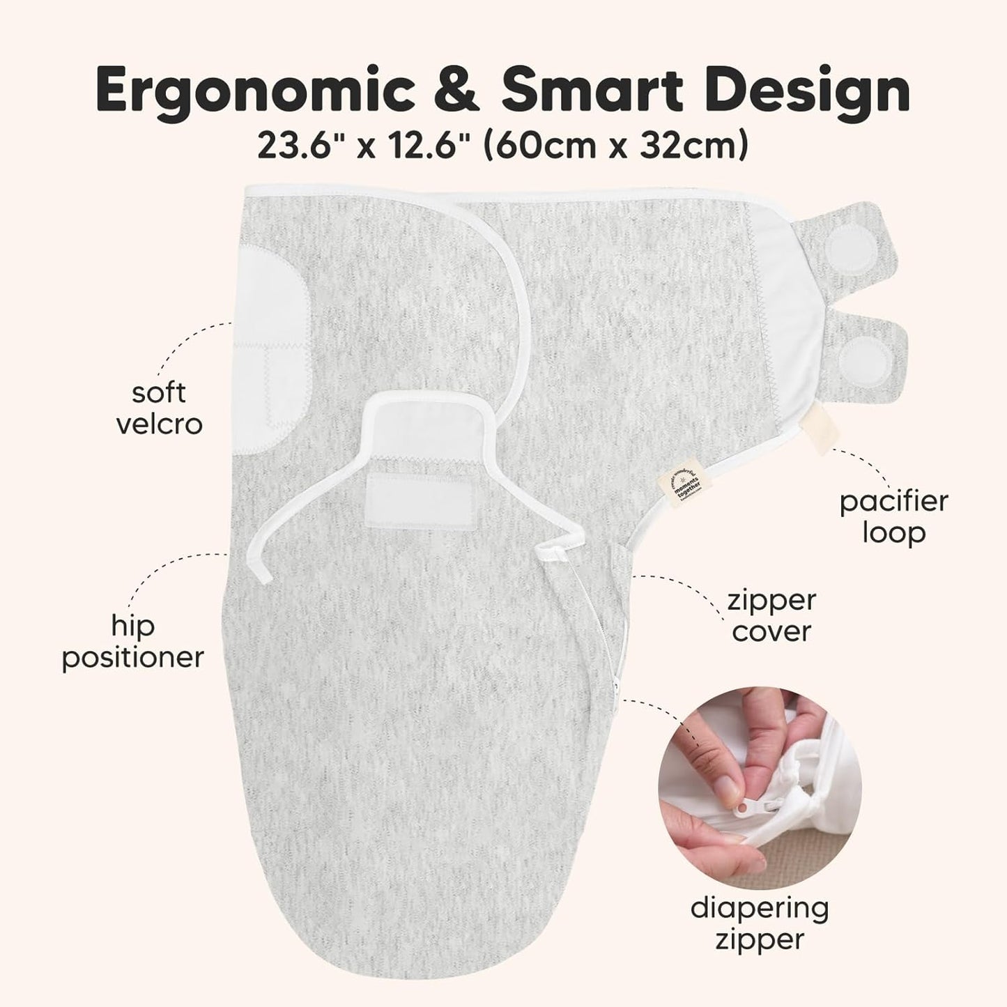 Baby Swaddle Sleep Sacks with Zipper - 3-Pack Swaddles for Newborns 3-6 Months, Infant, Baby Girls, Boys, Soft & Durable Newborn Sleep Sack, Easy Diaper Change Swaddling Blanket (Aspire, L)