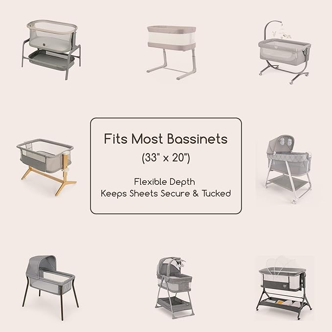 Bedside Sleeper Bassinet Fitted Sheets 20 x 33, 3 Pack Baby Delight Beside Me Dreamer,Babybond,Jimglo,koola,cowiewie,fodoss, Dream On Me Baby Square Bassinet, Pink Animal