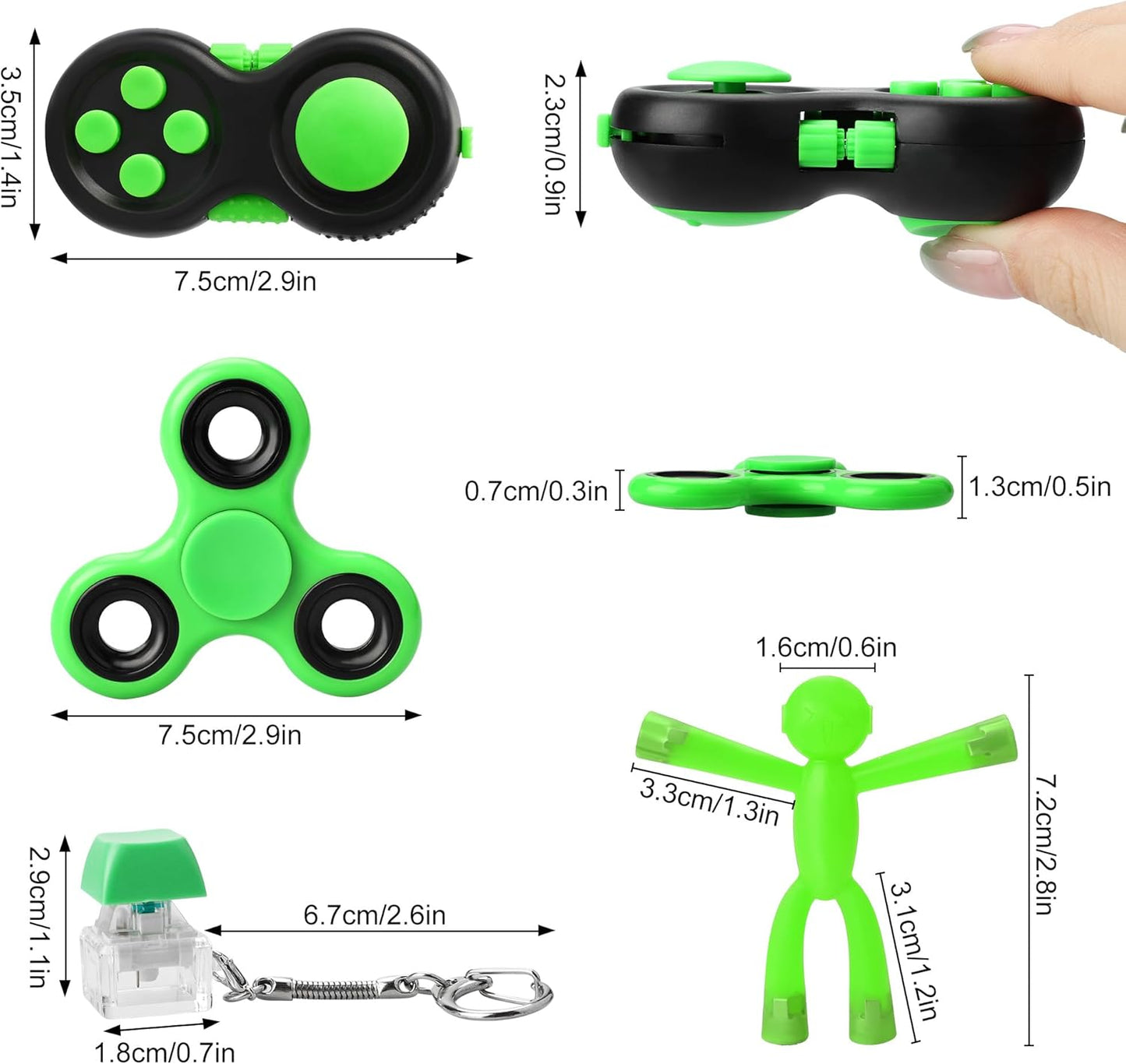 Fidget Toys, Fidget Party Favors for Kids, Goodie Bag Stuffers, Treasure Box Toys for Classroom , Fidget Toys for Adults Anxiety (Green)