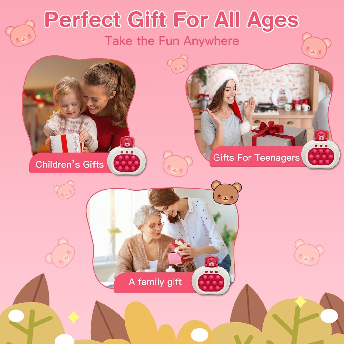 Fast Push Bubble Toys, Handheld Pop Fidget It Kids Games, Light up Puzzle Speed Push Game,Autism Sensory Toys,Pattern-Popping Game,Handheld Board Console Cool Pocket Game for 3+ Kids- RED