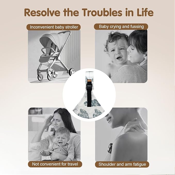 Baby Sling Carrier,Toddler Carrier, 2025 New Baby Sling,Portable and Lightweight Sling,Non-Slip Hip Seat Carrying 10-30lbs(Black and White)