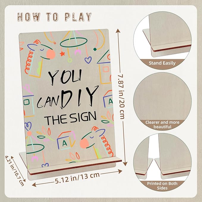 117 Pcs Baby Shower Blocks to Decorate Game Kit Includes 52 Wooden Blocks 24 Markers 1 Game Sign 40 Templates to Paint (Wood)